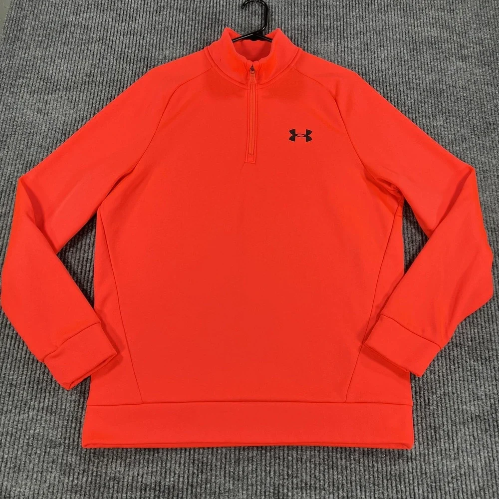 Under Armour Pullover Mens Medium Pink Quarter Zip Fleece Mock‎ Neck Loose Fit